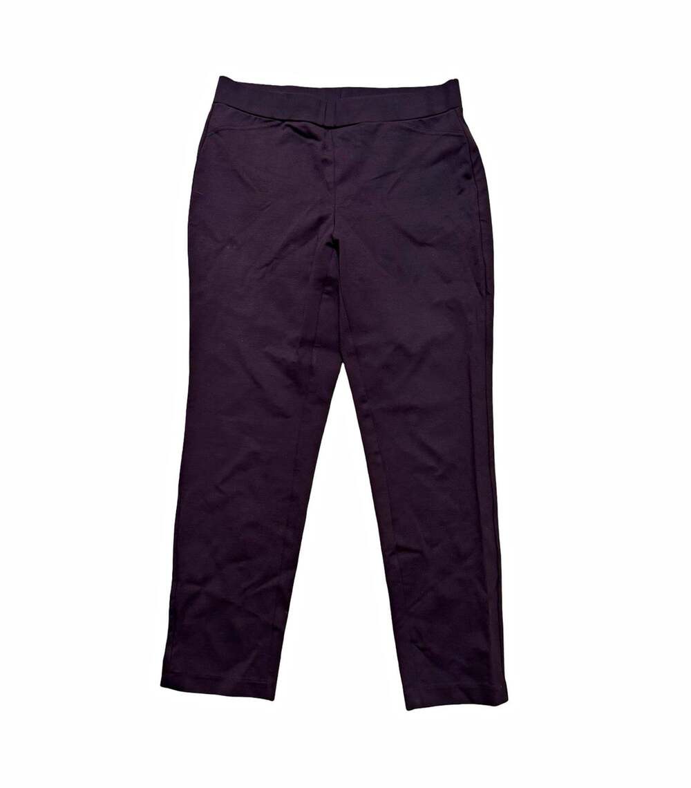 Michael Michael Kors Womens Black Solid Flat Front Pants L Regular Stretch